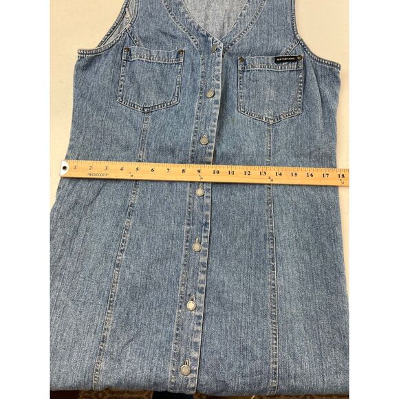 New York Jeans Sleeveless Denim Dress With Button-Front & Pockets Sz 12 - Picture 13 of 14